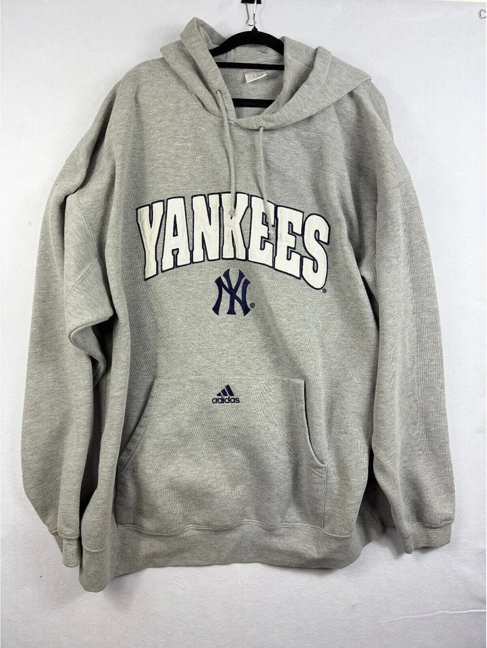 Adidas New York Yankees Hoodie Gray Men's 2XL MLB Baseball Pullover Sweatshirt